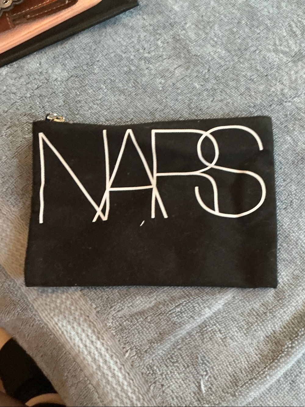 NARS Black Canvas Logo Zip Pouch with White Print